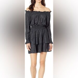 Show me your MuMu Off-Shoulder Black Silk Dress